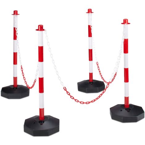 Set di 4 barriere di parcheggio bianche e rosse e paletti per barriere di parcheggio 130002310
