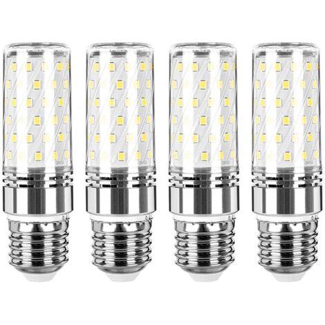 Set di 4 Becuri LED, E27, 16 W, 1300 lm, luce di mais, 6000 K, SMD 2835, trasparente/curvo