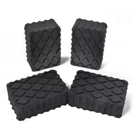 Set di 4 blocchi di sollevamento in gomma per rampe - Tamponi universali per piattaforme elevatrici a forbice 120 x 80 x 40 mm