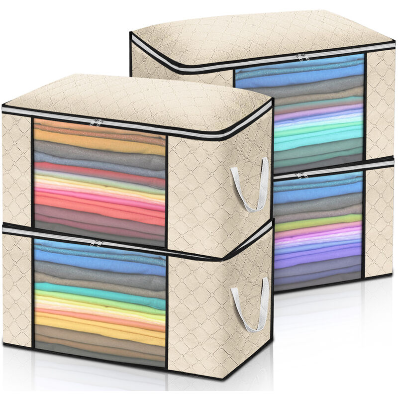 Image of Set di 4 borse portaoggetti 60x40x35cm Organizzatore di vestiti per armadio c lavente