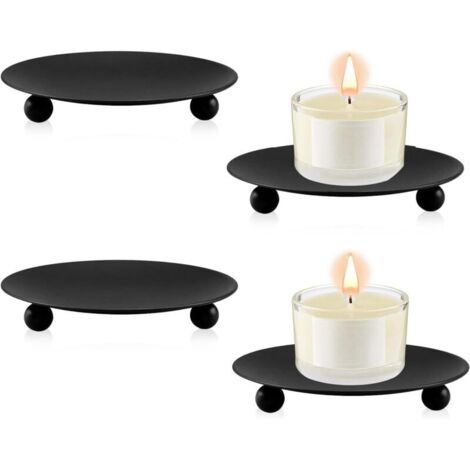 Set di 3 Portacandele in Metallo Nero – Candelabri Vintage da Tavolo 16/14/8,5 cm – Decorazioni Eleganti per Matrimoni Natale Cene a Lume di Candela