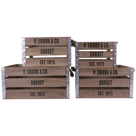 Set di 4 Cassette in Legno Serie LOME