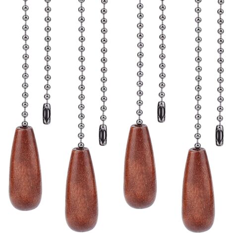 Set di 4 catene per ventilatori da soffitto in legno di noce con catene a sfere in ferro color bronzo (marrone cocco)