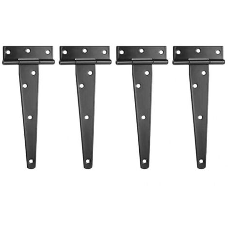 Set di 4 cerniere a T nere, cerniere per porte da fienile, cerniere per porte, cerniere piatte in acciaio inossidabile per cancelli, capannoni da giardino, armadietti - 8 pollici