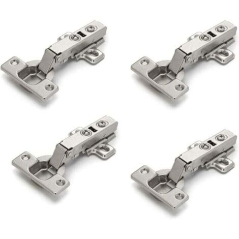 Set di 4 cerniere per ante di armadi e mobili, con angoli arrotondati, chiusura ammortizzata, non richiedono fessura, facili da installare.
