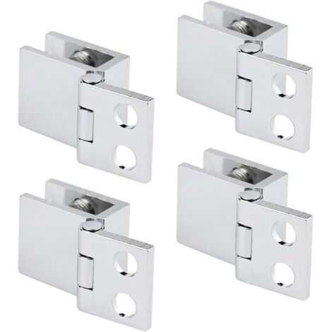 Set di 4 cerniere per ante in vetro, angolo di apertura 0°, cerniere a morsetto per mobili da cucina, vetrine, box doccia, per vetro di spessore da 5 mm a 8 mm (argento)