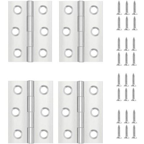 Set di 4 cerniere per porte, in acciaio inossidabile, a scomparsa, piatte, per ante di armadi/porte piccole/cassetti/finestre/pianoforti/portagioie, ferramenta per mobili per la casa