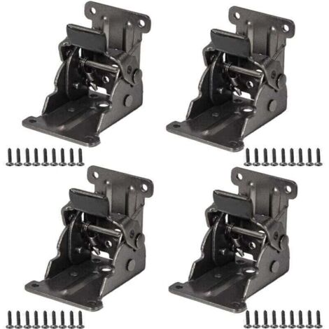 Set di 4 cerniere pieghevoli autobloccanti nere per gambe del tavolo, cerniere pieghevoli da 0 a 90 gradi, cerniere di estensione per tavolo pieghevole con viti per gambe pieghevoli, banco da lavoro, 