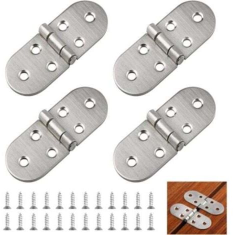Set di 4 cerniere rotonde pieghevoli a 180° in acciaio inox per tavoli pieghevoli, armadi, guardaroba in legno, mobili, macchine da cucire (argento)