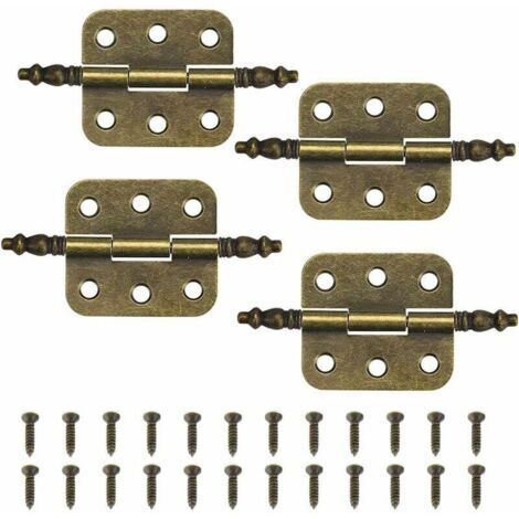 Set di 4 cerniere vintage, 7035 mm, per ante di mobili antichi, 6 fori, stile retrò, cerniere pieghevoli decorative in ferro, cerniere per ante di mobili antichi, con 24 viti, adatte per cassetti e ar