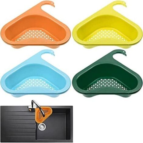 Set di 4 cestelli triangolari per spugne da lavello, cestello scolapiatti per cucina, ripiano portaoggetti per scolare frutta, verdura, rifiuti e avanzi.