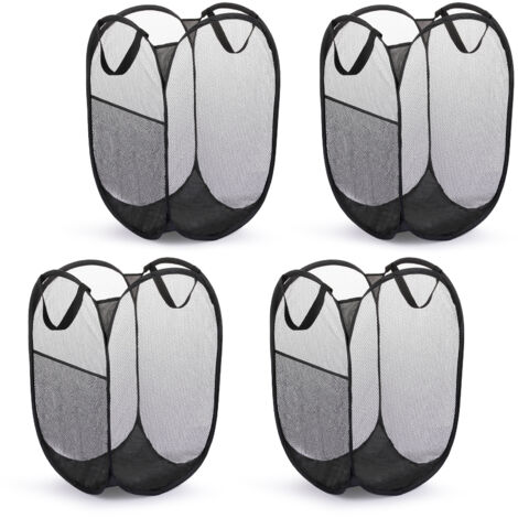 Set di 4 cesti portabiancheria pieghevoli, cesti in rete pieghevoli con maniglie rinforzate per il trasporto, perfetti per le camerette dei bambini, i dormitori o i viaggi.