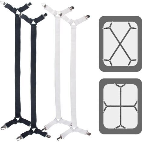 Set di 4 cinghie elastiche regolabili da 70-280 cm per lenzuola, materassi, assi da stiro o divani.