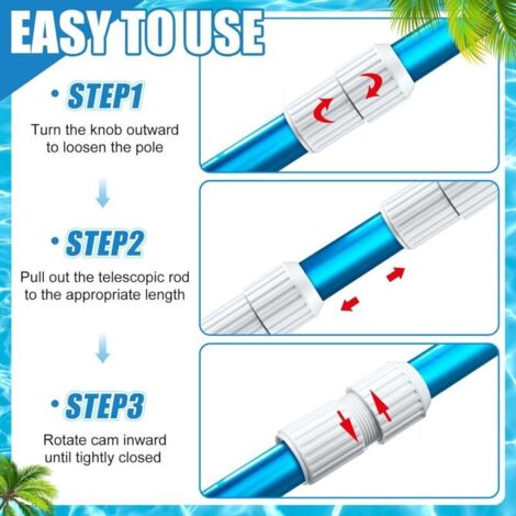 Set di 4 connettori telescopici per aste da piscina - Accessori per piscina - Attrezzatura per piscina - Connettore di prolunga