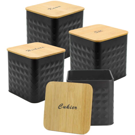 Set di 4 contenitori per caffè, tè, zucchero e sale BRUNBESTE BB-4261 (sottotitoli in PL)