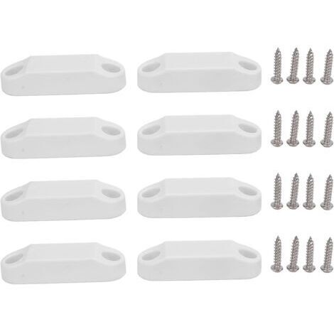 Set di 4 coppie di chiusure magnetiche per porte con staffe, resistenti alle intemperie, per camper e roulotte, colore bianco.