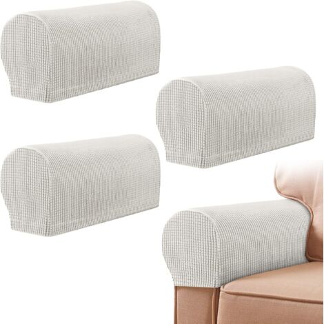 Set di 4 copribraccioli per divano - Elastici, impermeabili e antimacchia - Colore bianco sporco