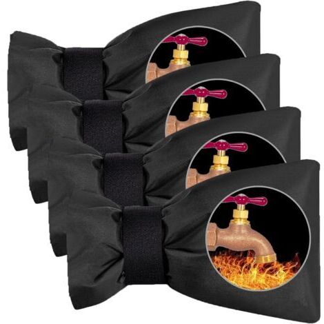 Set di 4 coprirubinetti protettivi, impermeabili, antigelo, resistenti al freddo e termici per rubinetti da giardino (neri)