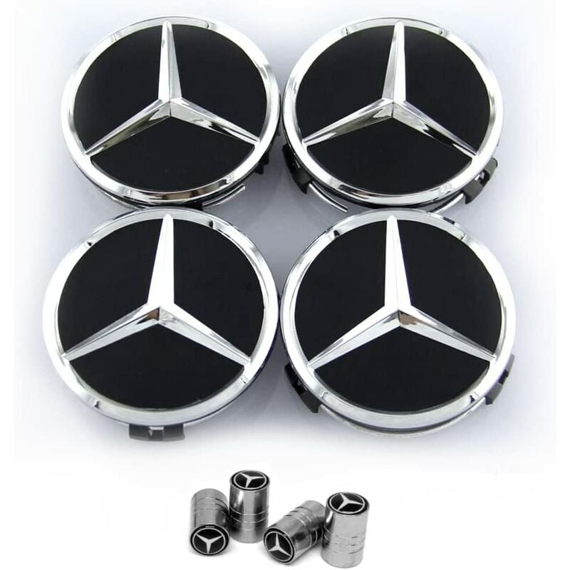 Set di 4 copriruota neri da 75 mm compatibili con