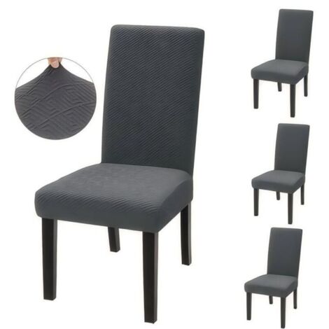 Set di 4 coprisedie da pranzo moderni, decorativi, elastici e allungabili per hotel, colore grigio.