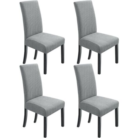 Set di 4 coprisedie elasticizzati per sala da pranzo, grigio chiaro
