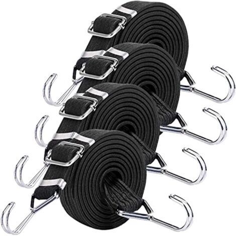 Set di 4 corde elastiche con ganci, tenditori elastici da 2 m con ganci, per biciclette, trasporto auto, attrezzi da rally.
