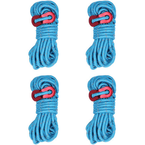 Set di 4 corde riflettenti da 4 mm per tende, ad alta resistenza e leggere, blu, ideali per campeggio e amache.