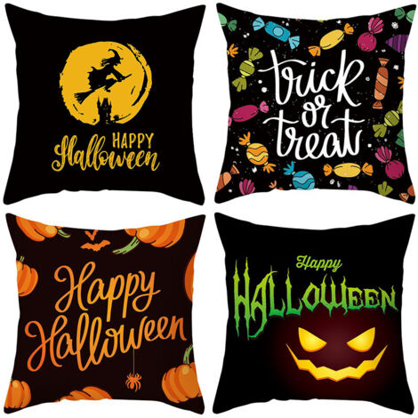 Set di 4 cuscini per divano Halloween, federe color pesca (45x45 cm)