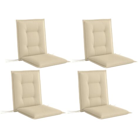 Set di 4 cuscini per sedie, 108 x 50 x 5 cm, cuscini con lacci, per esterni e interni, beige
