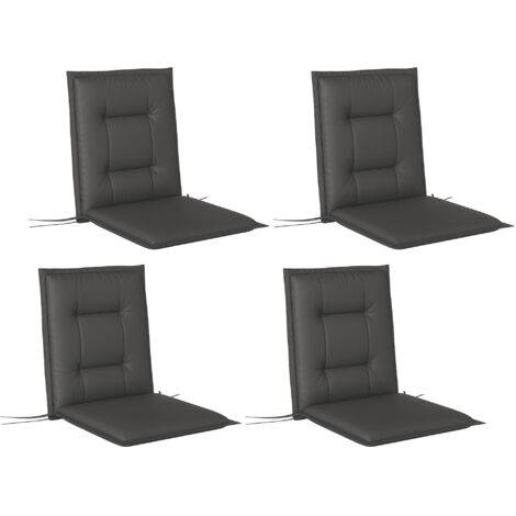 Set di 4 cuscini per sedie, 108 x 50 x 5 cm, cuscini con lacci, per esterni e interni, grigio scuro