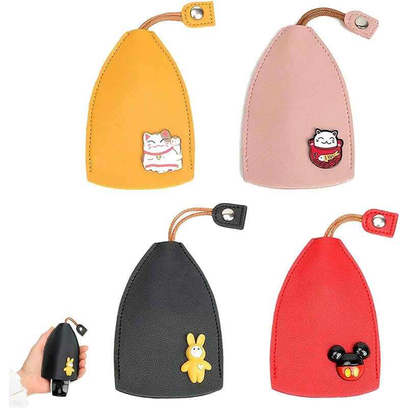 Set di 4 custodie per chiavi in pelle pu con