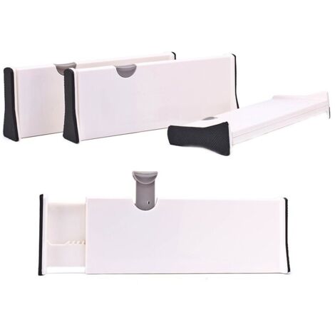 Set di 4 divisori per cassetti, 27,5 x 10 cm, ABS, bianco