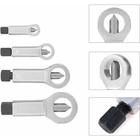 Set di 4 estrattori per dadi auto - Separatore per bulloni e dadi resistenti per la rimozione di dadi rotti e danneggiati (9-12 mm, 12-16 mm, 16-22 mm, 22-27 mm)