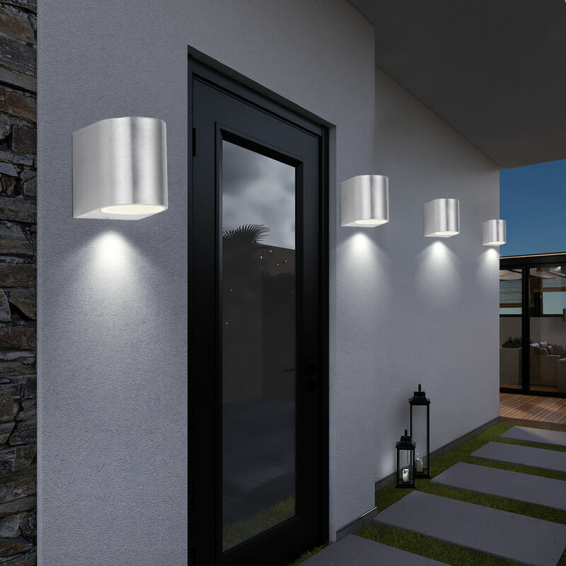 Image of Set di 4 lampade da parete per facciate di illuminazione per esterni faretti luci da cortile argento