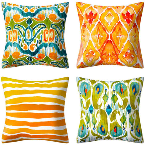 Set di 4 federe per cuscini 45x45cm in stile etnico vintage