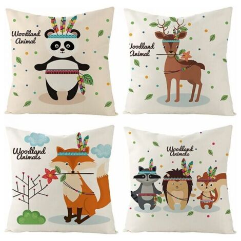 Set di 4 federe per cuscini in lino da 18x18 pollici, federe decorative per cuscini da divano, decorazioni per divani da esterno per camera da letto, cameretta dei bambini, sedia, letto, giardino.