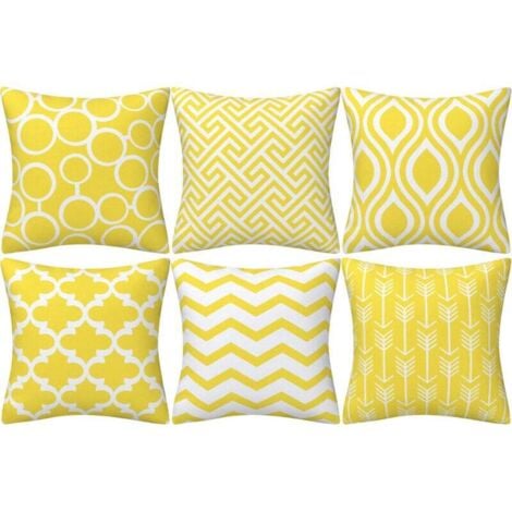 SNQ Set di 4 federe per cuscini quadrati bifacciali, 45 cm di lunghezza x 45 cm di larghezza, giallo