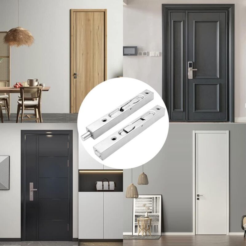 Set di 4 fermaporta a molla, fermaporta idraulici in acciaio inox da parete con punta in gomma, fermaporta alti 10,2 cm, finitura spazzolata.