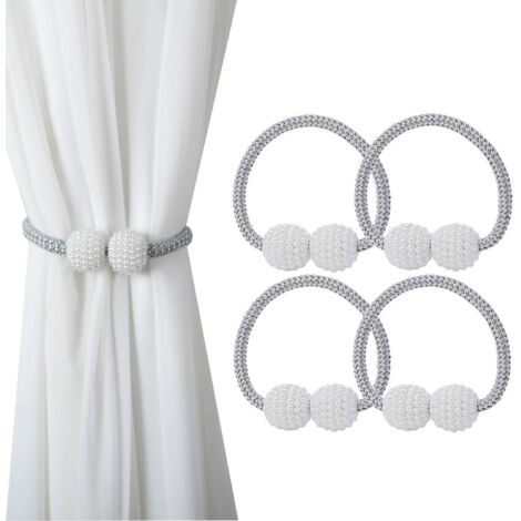 Set di 4 fermatende magnetici con piccole perline - Per casa, ufficio, hotel - Argento