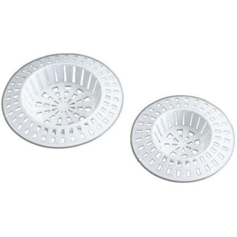 Set di 4 filtri per lavello, Accessorio da cucina, Filtro per lavello, Previene tubi intasati e odori, Filtro per doccia, vasca da bagno, lavello, Acciaio inossidabile, Diametri 7 e 6 cm, Bianco
