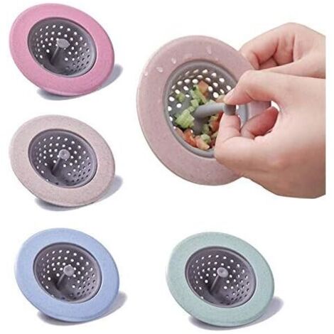 Set di 4 filtri per lavello da 11 cm, filtro per lavello da cucina, tappo di scarico in silicone con protezione anti-intasamento, filtro di scarico
