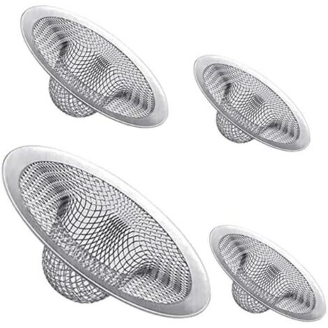 Set di 4 filtri per lavello in acciaio inox ad alta resistenza, compatibili con la maggior parte dei lavelli da cucina da 4,5 pollici, lavabi da bagno da 2,5 pollici e lavabi per doccia.