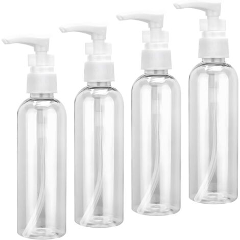 Set di 4 flaconi con pompa vuoti, flaconi da viaggio trasparenti da 100 ml, flaconi da viaggio in plastica con pompa, dispenser per lozione, per trucco, lozione e shampoo