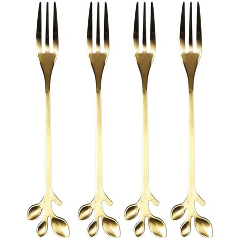 Set di 4 forchette da dessert in foglia d'oro