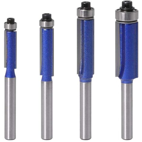 Set di 4 frese a filo, gambo da 1/4", cuscinetto superiore