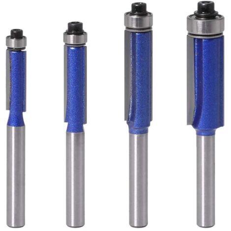 Set di 4 frese a filo, gambo da 1/4", cuscinetto superiore