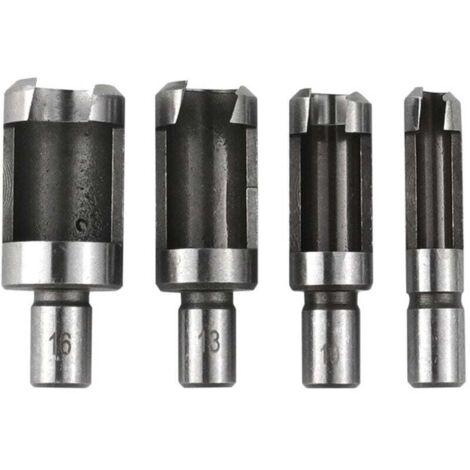 Set di 4 frese per tasselli in legno da 6/10/13/16 mm, punte per tenoni in acciaio al carbonio con gambo tondo, punte per taglierine per tasselli in legno, punte per taglierine per tasselli standard, 