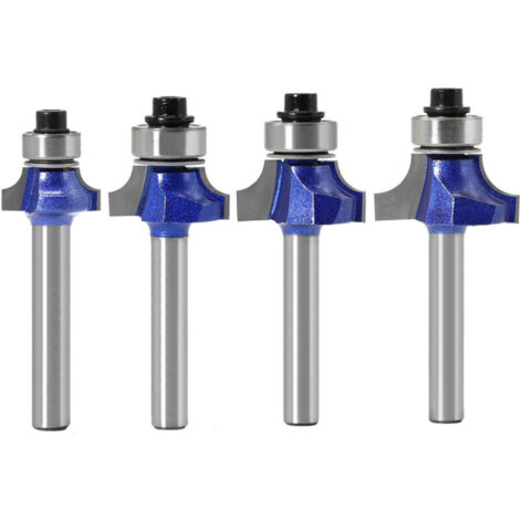 Set di 4 frese rotonde con bordi arrotondati e gambo da 6 mm, frese in metallo duro con cuscinetto per lavori di fresatura