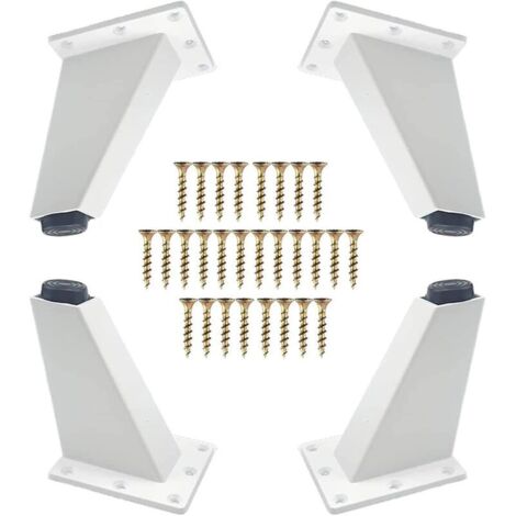 Set di 4 gambe angolari in alluminio per mobili, gambe di ricambio per divano, viti di montaggio incluse, colore bianco.