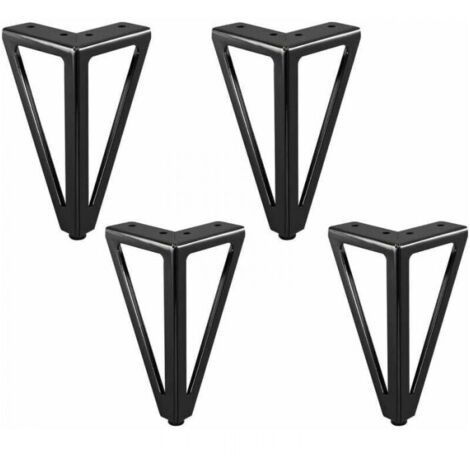 Set di 4 gambe di ricambio per mobili, lunghe 15 cm, in metallo nero. Adatte per armadi, credenze, divani e altri mobili.